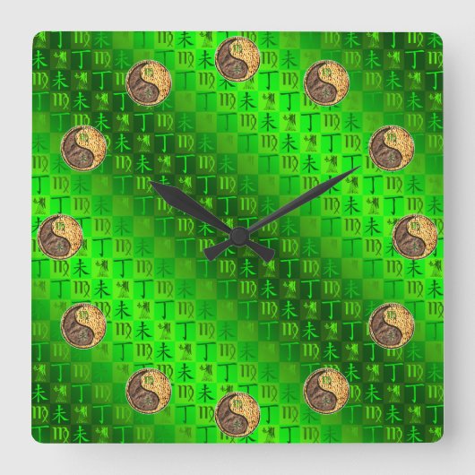 Horloge Carrée Vierge & Chèvre de Feu (Recto)