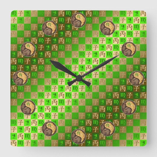 Horloge Carrée Vierge & Rat de Feu (Recto)