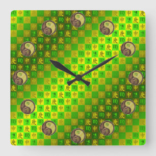 Horloge Carrée Vierge & Singe Métallique
