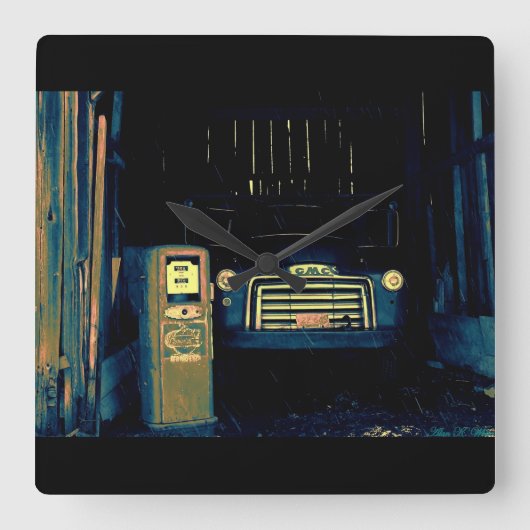 Horloge Carrée Vieux Camion agricole GMC (Recto)