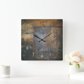 Horloge Carrée Vieux rouille (Maison)