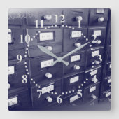 Horloge Carrée Vieux tiroirs de bibliothèque (Recto)