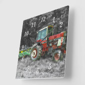 Horloge Carrée Vieux tracteur international (Angle)