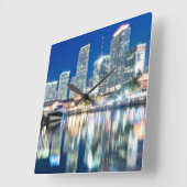 Horloge Carrée View of skyline with reflection in water, Miami (Angle)