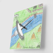 Horloge Carrée Village Vibes (Angle)