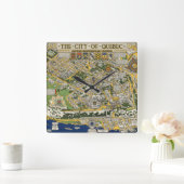 Horloge Carrée Ville de carte du Québec (Maison)