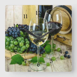 Horloge Carrée Vin Fin, Vieilli à la Perfection