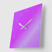Horloge Carrée Vin violet ombragé Magenta Gradient Gray Numéros (Angle)