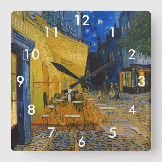 Horloge Carrée Vincent van Gogh - Café Terrasse en soirée (Recto)