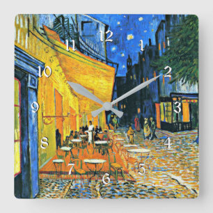 Horloge Carrée Vincent Van Gogh : Cafe Terrasse, oeuvres d'art c