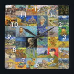 Horloge Carrée Vincent van Gogh - chefs-d'oeuvre Mosaic Patchwork<br><div class="desc">Vincent van Gogh - Pièces maîtresses Patchwork,  6x6 Grid</div>