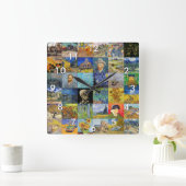 Horloge Carrée Vincent van Gogh - Chefs-d'œuvre Mosaïque Patchwor (Maison)