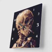 Horloge Carrée Vincent Van Gogh Crâne avec feu Cigarette (Angle)