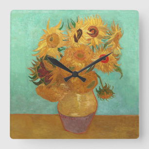 Horloge Carrée Vincent Van Gogh Douze Tournesols Dans Un Vase
