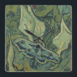 Horloge Carrée Vincent van Gogh - Grand Moth Peacock<br><div class="desc">Great Peacock Moth (1889) de Vincent van Gogh est une peinture naturelle de post impressionnisme-nature vintage de beaux-arts. Un insecte, l'Empereur Moth, dans un jardin de printemps avec des fleurs de Calla Lily et d'autres plantes. Van Gogh l'a appelé une "teigne de mort" et a peint un crâne à l'arrière...</div>