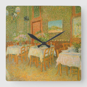 Horloge Carrée Vincent van Gogh - Intérieur d'un restaurant