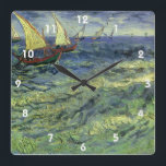 Horloge Carrée Vincent van Gogh - La mer à Saintes Maries<br><div class="desc">Seascape at Saintes-Maries (1888) de Vincent van Gogh est un Post impressionnisme vintage de peinture de nature d'art. Un paysage marin avec des voiliers naviguant sur les vagues de l'océan. Une scène nautique maritime avec bateaux et bateaux sur la mer. À propos de l'artiste : Vincent Willem van Gogh (1853-1890)...</div>