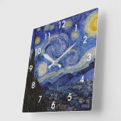 Horloge Carrée Vincent Van Gogh - La nuit étoilée (Angle)