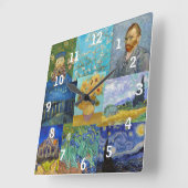 Horloge Carrée Vincent Van Gogh - Masterpieces Patchwork (Angle)