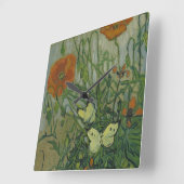 Horloge Carrée Vincent van Gogh - Papillons et papillons (Angle)