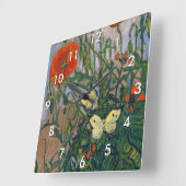 Horloge Carrée Vincent van Gogh - Papillons et papillons (Angle)