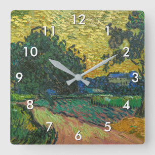 Horloge Carrée Vincent van Gogh - Paysage au crépuscule
