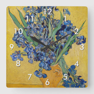 Horloge Carrée Vincent van Gogh - Vase avec iris