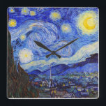 Horloge Carrée Vincent Willem van Gogh, "Nuit étoilée"<br><div class="desc">私 はGoghが き 好 人 de de de de de de de de (Conçu par KOBAYASHI, Michinobu)</div>