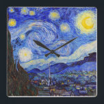 Horloge Carrée Vincent Willem van Gogh, "Nuit étoilée"<br><div class="desc">私 はGoghが き 好 人 de de de de de de de de (Conçu par KOBAYASHI, Michinobu)</div>