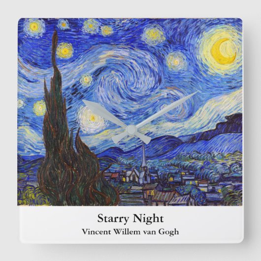 Horloge Carrée Vincent Willem van Gogh, "Nuit étoilée" (Recto)