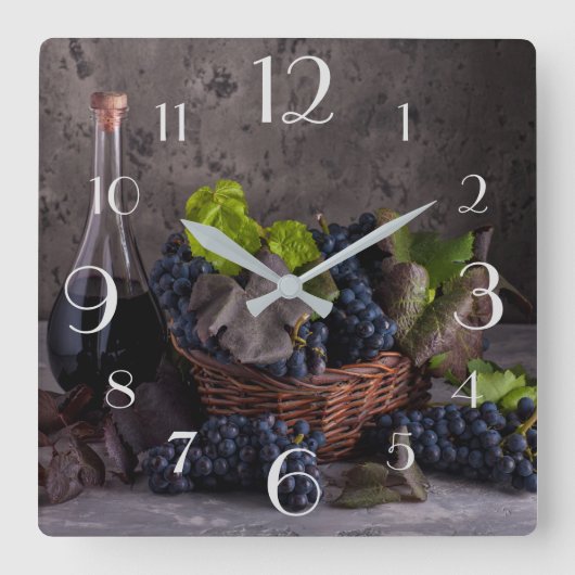 Horloge Carrée Vins et raisins Vie morte (Recto)