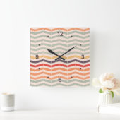 Horloge Carrée Vintage Chevron Zigzag (Maison)