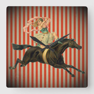 Horloge Carrée vintage circus acrobat & horclock