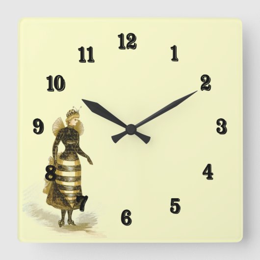 Horloge Carrée Vintage dame d'abeilles (Recto)