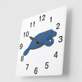 Horloge Carrée Vintage Drawing Blue (Angle)