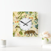 Horloge Carrée Vintage Flower Jungle Tropical (Maison)