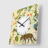 Horloge Carrée Vintage Flower Jungle Tropical (Angle)