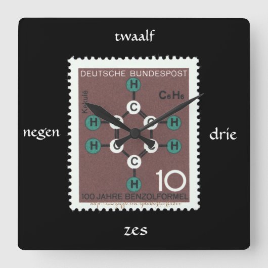 Horloge Carrée "Vintage Jahre Benzolformel Stamp" (Recto)