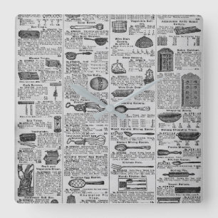 Horloge Carrée Vintage Kitchen