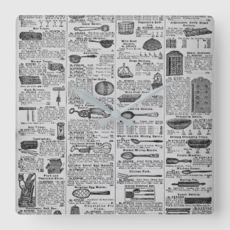 Horloge Carrée Vintage Kitchen