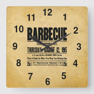 Horloge Carrée Vintage Look BBQ Restaurant Clock