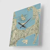 Horloge Carrée Vintage Map of Cape Cod (Angle)