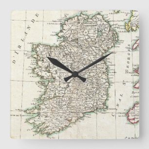Horloge Carrée Vintage Map of Ireland (1771)