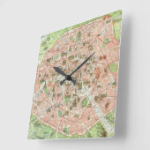 Horloge Carrée Vintage map of Paris (Angle)