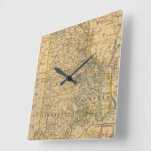 Horloge Carrée Vintage Map of Rhode Island (Angle)