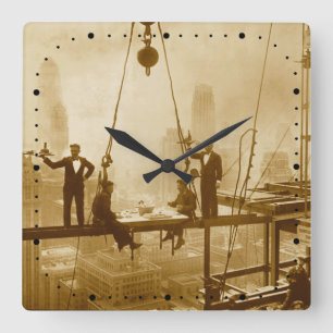 Horloge Carrée Vintage New York Ville Filiers de repassage