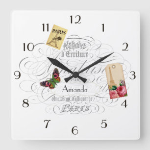 Horloge Carrée Vintage Paris