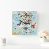 Horloge Carrée Vintage Paris Mariage Steampunk (Maison)