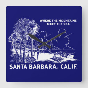 Horloge Carrée Vintage Père Noël Barabara Californie