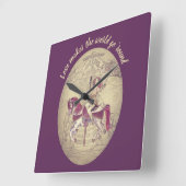 Horloge Carrée Vintage Purple Carousel (Angle)